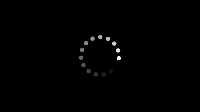 Loading - circle Modern loading animation. Circular loading indicator , loading and buffering icon animation-looped . White loading spinner composed of small circles arranged in a circular pattern .