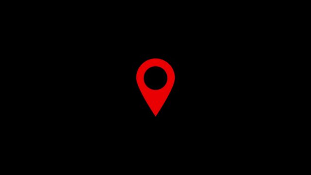 Animated map route path with location pins, travel destination connection line, gps navigation concept  representing a location marker for navigation and digital mapping interface systems