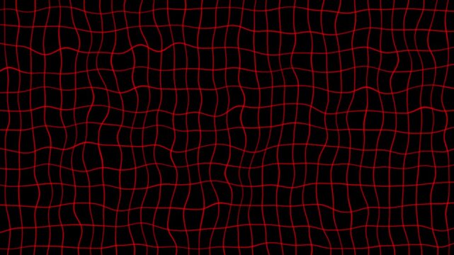 Abstract background featuring a grid of glowing red lines with a wavy distortion effect set against a solid black backdrop for digital projects