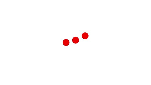 Three red circles arranged in a horizontal row isolated on a white background representing a loading indicator or a menu navigation