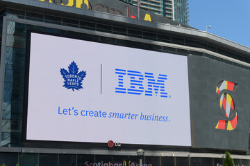 Naklejka premium digital spectacular outside the Scotiabank Arena, Maple Leaf Square section, for IBM Toronto