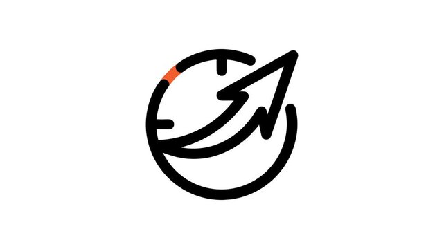 Minimalist navigation compass icon animation with solid fill to outline transition on white background.