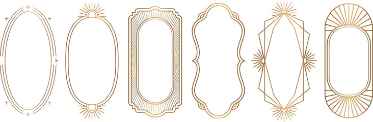 Set of elegant gold frames in art deco style, vintage luxury border collection for wedding invitations, greeting cards and certificates © SampaRani