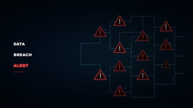 Critical Data Breach Alert Notification on Futuristic Cyber Security Interface Screen