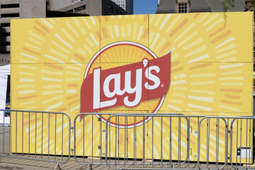 Naklejka premium back side; PepsiCo, Lay’s Potato Chips brand public activation booth at Nathan Phillips Square during FIFA World Cup host city activities, Toronto