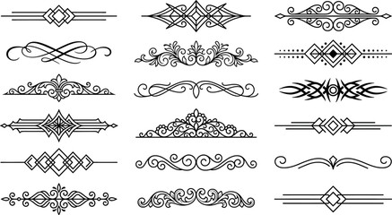 Set of decorative dividers and ornaments, vintage calligraphic borders, vector design elements for invitations, cards and certificates © SampaRani