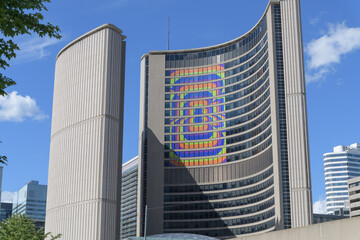 Naklejka premium City Hall, 100 Queen St W, Toronto - with FIFA World Cup host city branding on windows