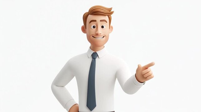 Professional instructor explaining step-by-step instructions while speaking and pointing toward empty space for overlay text. Clean white background, natural mouth movement and modern educational