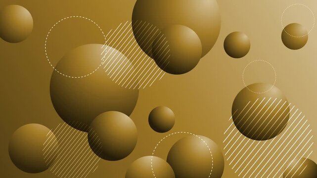 Abstract background with floating 3d spheres circles and diagonal lines animation