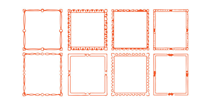 Set of decorative square frames and borders for invitations and cards