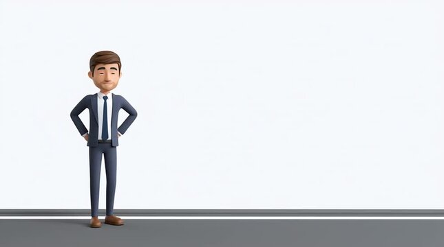 Professional advisor character speaking calmly while gesturing toward an empty roadmap area beside them. Friendly expression, natural animation and clean presentation style designed for strategic guid