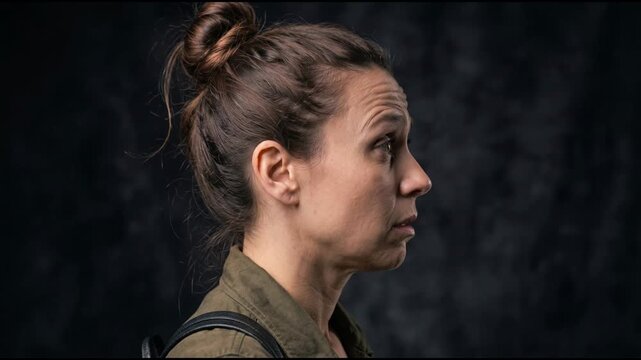 Side profile of woman showing skepticism and subtle disagreement