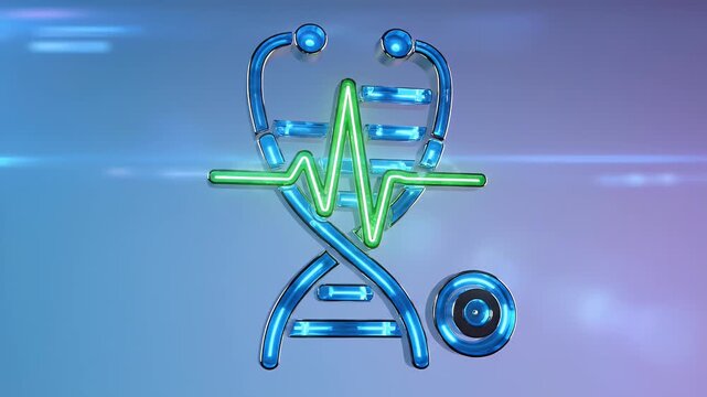 Abstract 3D rendering of a stethoscope combined with a DNA helix.