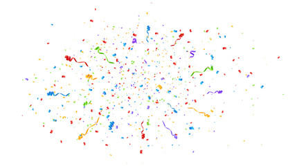 Naklejka premium Rainbow confetti background for anniversary, wedding and surprise party isolated transparent PNG