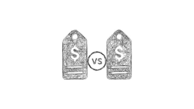 Sketch price comparison icon animation - smooth progressive reveal