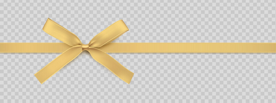 Golden horizontal thin ribbon with bow for luxury Christmas, Wedding and Anniversary gift box packaging