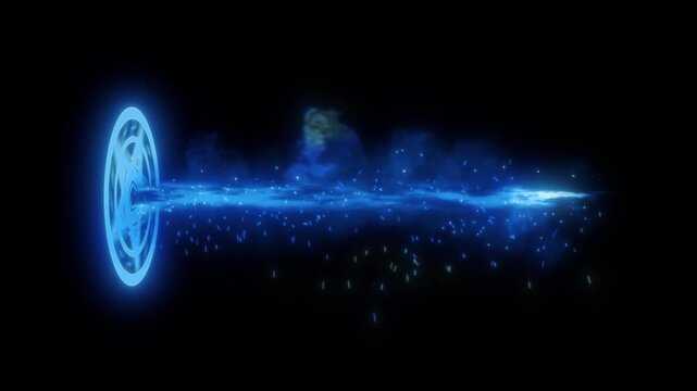 Blue Pentagram Energy Beam Animation Isolated on Transparent Background