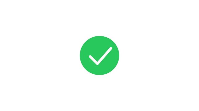 Green checkmark animation for success, approval, and task completion animation