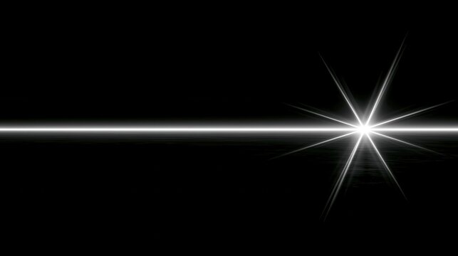Bright starburst and luminous horizontal line emanating from a central point against black
