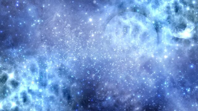 青い星雲ガスと惑星の宇宙背景