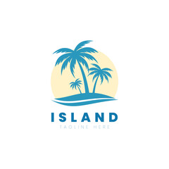 Fototapeta premium Tropical Island Palm Tree Logo Template