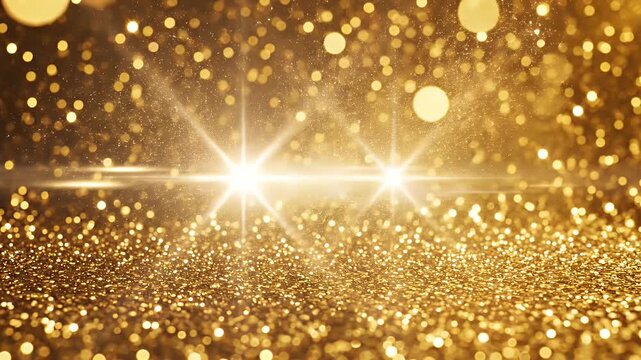 A glittering golden background with a bright central light.