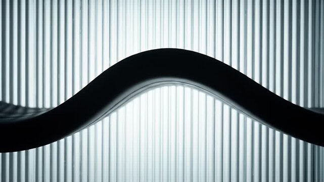 A dark, wavy silhouette against a textured, striped background.