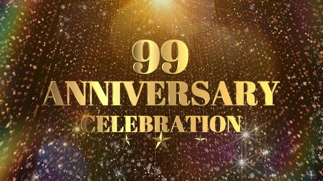 99 Years Anniversary Day Party invitation Moments Gold Color Creative Logo Videos	