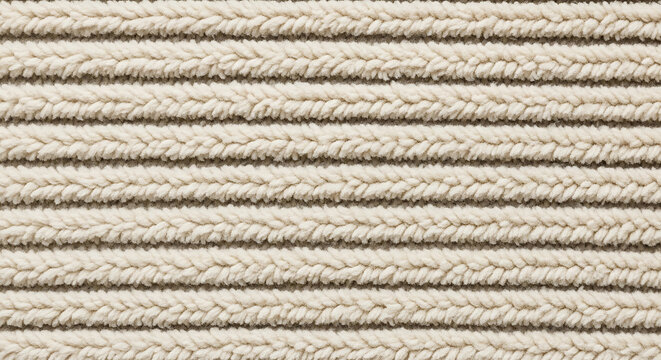 Close-up of beige chenille fabric with horizontal braided texture