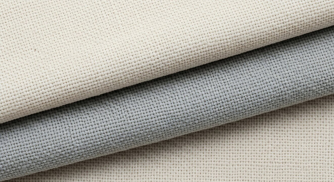 Off-white and grey ramie fabric layers with visible woven texture