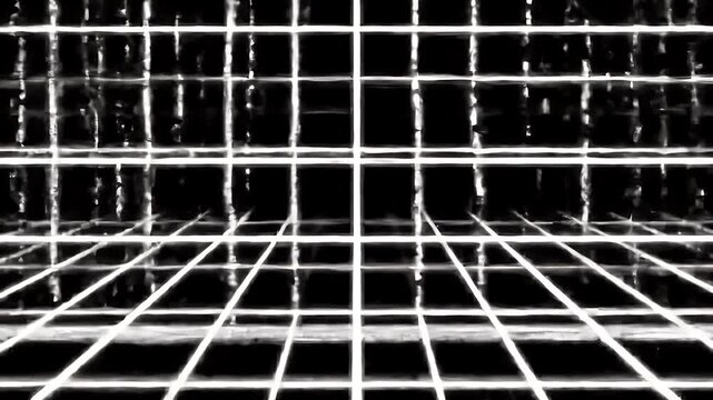 Abstract perspective grid pattern with glowing lines.