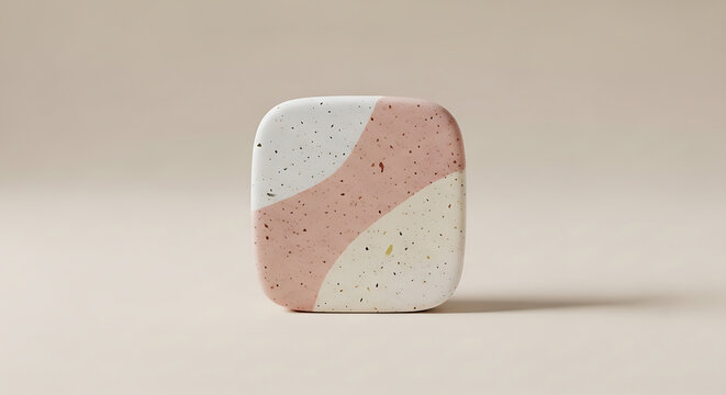 Square ceramic wax sachet tile with pink and white speckled pattern