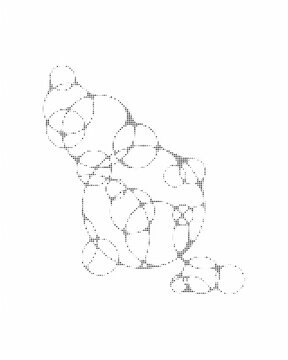 Abstract geometric pattern of overlapping circles in a halftone dot style