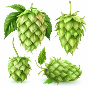 Hop cones icon, beer brewery symbol, humulus lupulus flower cones, hop plant beer manufacturing ingredient