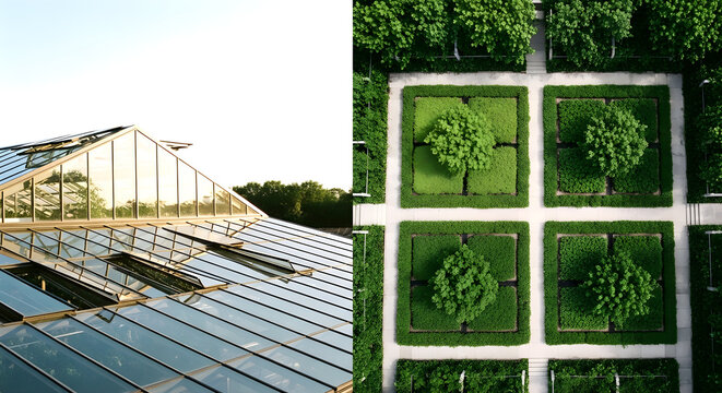 Greenhouse roof and herb plots featuring detailed composition and authentic atmosphere for prof