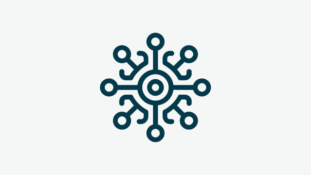 Technical circular circuit node network digital logo design.