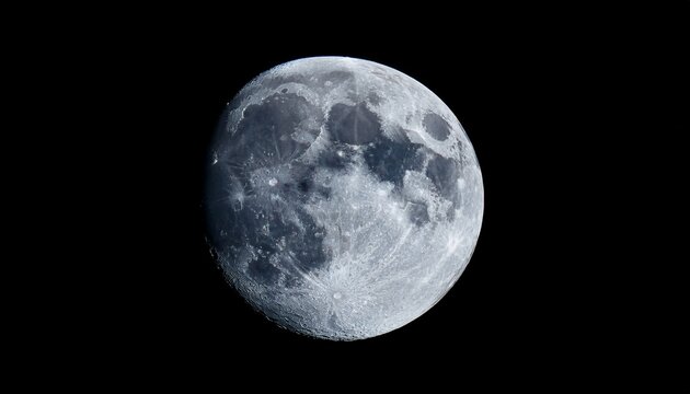 Fast Vollmond Als Freigestelltes Himmelsobjekt Mit Sichtbarer Mondoberflache