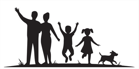 Obraz premium Silhouettes of children running and playing on a white background vector illustration