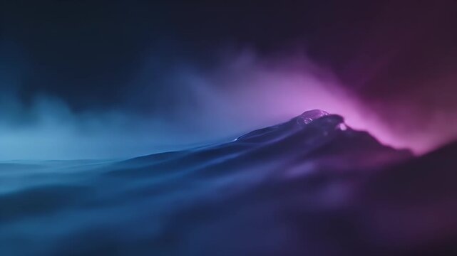 A vibrant, abstract depiction of a breaking wave with dramatic lighting.