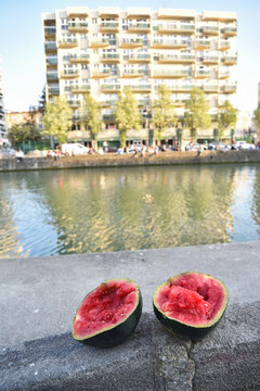 Open Water Melon at Canal in Paris, France