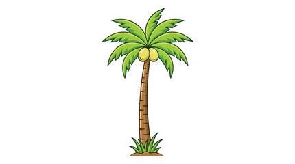 Fototapeta premium A vibrant vector illustration of a single tropical palm tree featuring bright green frond leaves