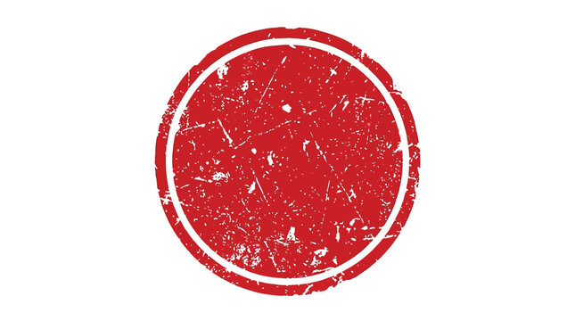 A distressed red circular rubber stamp vector illustration with worn texture and clean thin borders