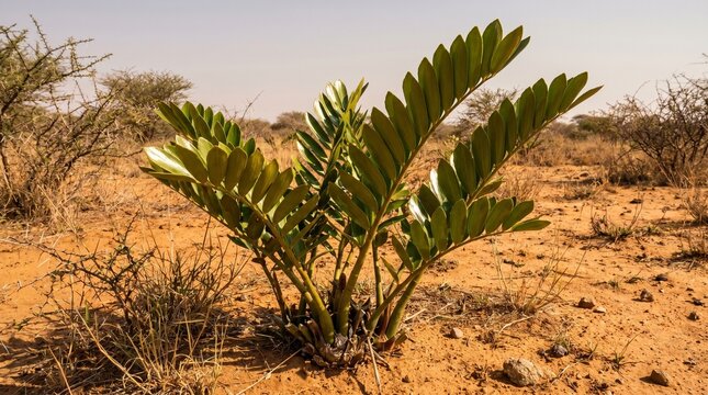 Glossy leaves of a ZZ plant
