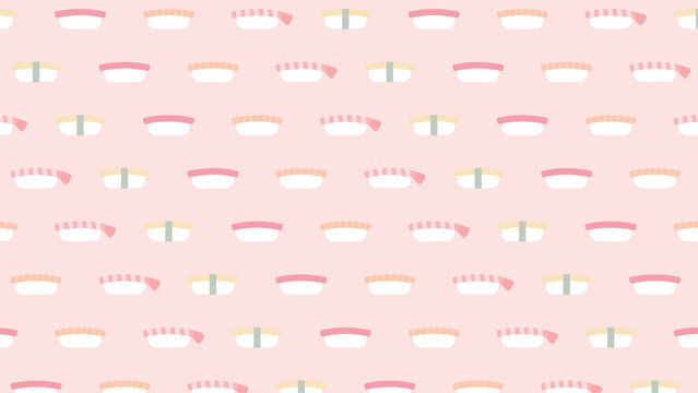 お寿司　パターン　赤　背景　Sushi　pattern　red　background