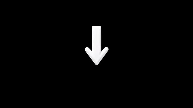 A white downward pointing arrow on a black background, symbolizing direction and movement downwards