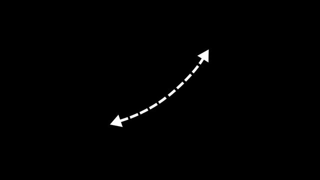 A white dashed arrow pointing upwards on a black background, indicating growth or progress in a positive direction