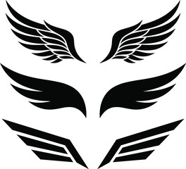 Black Wing Logo Collection Isolated on White Background Abstract Angel Bird and Aviation Wing Design Set © Prince7011