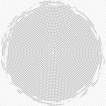 Abstract halftone pattern with small triangles arranged in a circular radial gradient