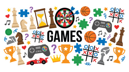 Fototapeta premium Board and digital games collection for fun activities.