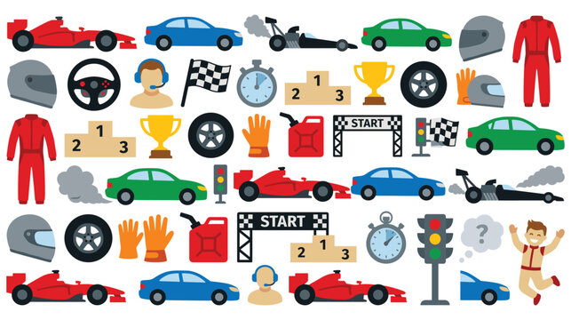 Racing icons collection for motorsports championships.